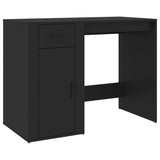 Desk with Cabinet Black Engineered Wood - 45-Degree Angle