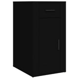 Desk with Cabinet Black Engineered Wood - Rear View