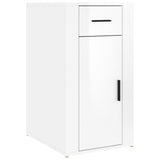 Desk with Cabinet High Gloss White Engineered Wood