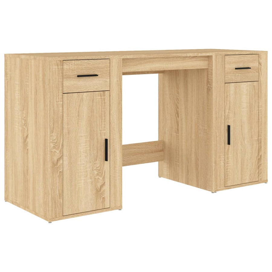 Desk with Cabinet Sonoma Oak Engineered Wood