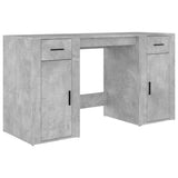 Desk with Cabinet Concrete Grey Engineered Wood - Front View