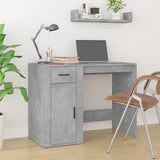 Desk with Cabinet Concrete Grey Engineered Wood - Side View