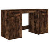 Desk with Cabinet Smoked Oak Engineered Wood