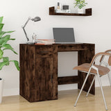 Desk with Cabinet Smoked Oak Engineered Wood - Side View