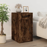 Desk with Cabinet Smoked Oak Engineered Wood - Top-Down View