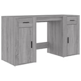 Desk with Cabinet Grey Sonoma Engineered Wood - Front View