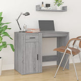 Desk with Cabinet Grey Sonoma Engineered Wood - Side View