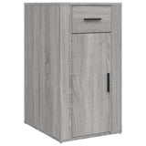 Desk with Cabinet Grey Sonoma Engineered Wood - Rear View
