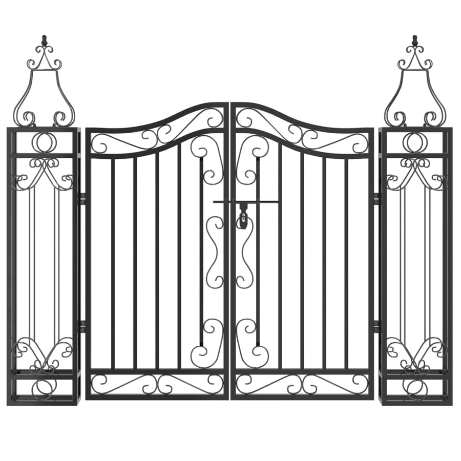 Garden Gate Black 121x8x100 cm Wrought Iron