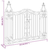 Garden Gate Black 121x8x100 cm Wrought Iron - Rear View