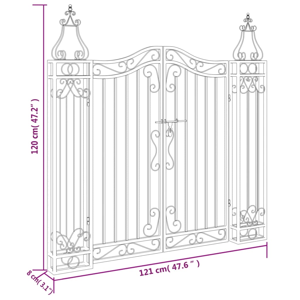 Garden Gate Black 121x8x120 cm Wrought Iron