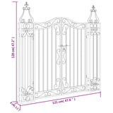 Garden Gate Black 121x8x120 cm Wrought Iron - Rear View