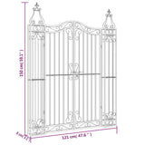 Garden Gate Black 121x8x150 cm Wrought Iron - Rear View