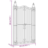 Garden Gate Black 121x8x180 cm Wrought Iron - Rear View