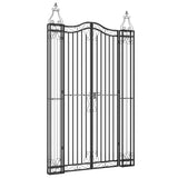 Garden Gate Black 121x8x200 cm Wrought Iron - Front View