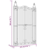 Garden Gate Black 121x8x200 cm Wrought Iron - Rear View
