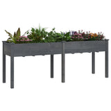 Planter with Liner Grey 203x53x76 cm Solid Wood Fir - Side View