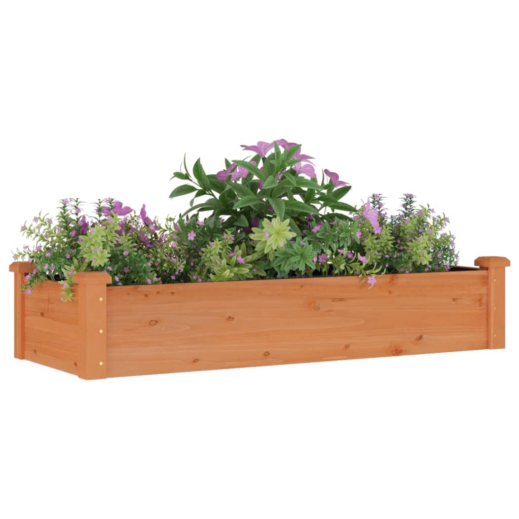 Garden Raised Bed with Liner Brown 120x45x25 cm Solid Wood Fir