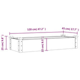 Garden Raised Bed with Liner Brown 120x45x25 cm Solid Wood Fir - Low Angle