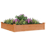 Garden Raised Bed with Liner Brown 120x120x25 cm Solid Wood Fir - Side View