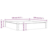 Garden Raised Bed with Liner Brown 120x120x25 cm Solid Wood Fir - Low Angle