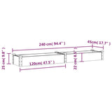 Garden Raised Bed with Liner Brown 240x45x25 cm Solid Wood Fir - Low Angle