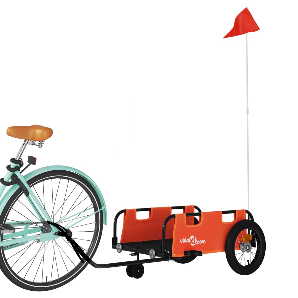 Bike Trailer Orange Oxford Fabric and Iron