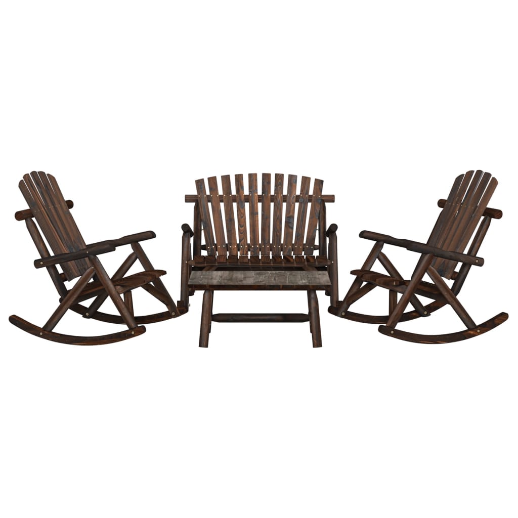 4 Piece Garden Lounge Set Solid Wood Spruce