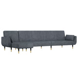 L-shaped Sofa Bed Dark Grey 275x140x70 cm Velvet - Front View
