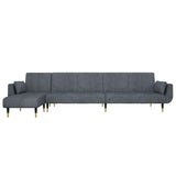 L-shaped Sofa Bed Dark Grey 275x140x70 cm Velvet - Side View