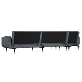 L-shaped Sofa Bed Dark Grey 275x140x70 cm Velvet - 45-Degree Angle
