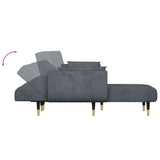 L-shaped Sofa Bed Dark Grey 275x140x70 cm Velvet - Rear View
