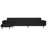 L-shaped Sofa Bed Black 275x140x70 cm Velvet - Side View