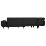 L-shaped Sofa Bed Black 275x140x70 cm Velvet - 45-Degree Angle