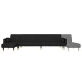 L-shaped Sofa Bed Black 275x140x70 cm Velvet - Close-Up Angle