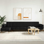 L-shaped Sofa Bed Black 275x140x70 cm Velvet