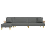 L-shaped Sofa Bed Dark Grey 279x140x70 cm Fabric - Side View