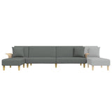 L-shaped Sofa Bed Dark Grey 279x140x70 cm Fabric - Close-Up Angle