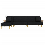 L-shaped Sofa Bed Black 279x140x70 cm Fabric