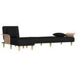 L-shaped Sofa Bed Black 279x140x70 cm Fabric - Top-Down View