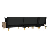 L-shaped Sofa Bed Black 279x140x70 cm Fabric - 45-Degree Angle