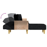 L-shaped Sofa Bed Black 279x140x70 cm Fabric - Rear View