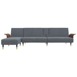 L-shaped Sofa Bed Dark Grey 279x140x70 cm Velvet - Side View