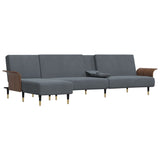L-shaped Sofa Bed Dark Grey 279x140x70 cm Velvet - Top-Down View