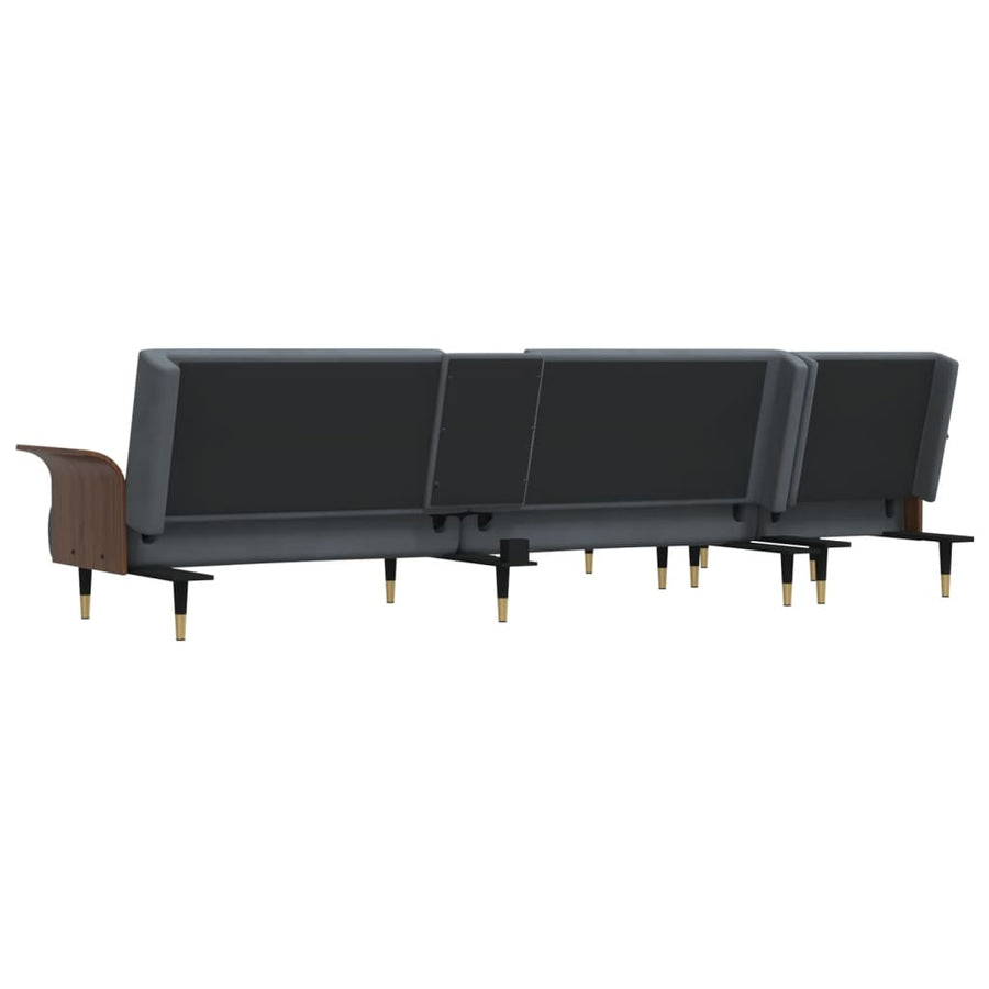 L-shaped Sofa Bed Dark Grey 279x140x70 cm Velvet