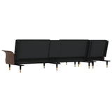 L-shaped Sofa Black 279x140x70 cm Velvet - Rear View