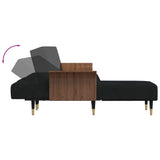 L-shaped Sofa Black 279x140x70 cm Velvet - Close-Up Angle