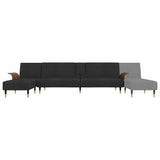 L-shaped Sofa Black 279x140x70 cm Velvet - Low Angle