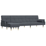 L-shaped Sofa Bed Dark Grey 271x140x70 cm Velvet - Front View