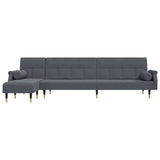 L-shaped Sofa Bed Dark Grey 271x140x70 cm Velvet - Side View